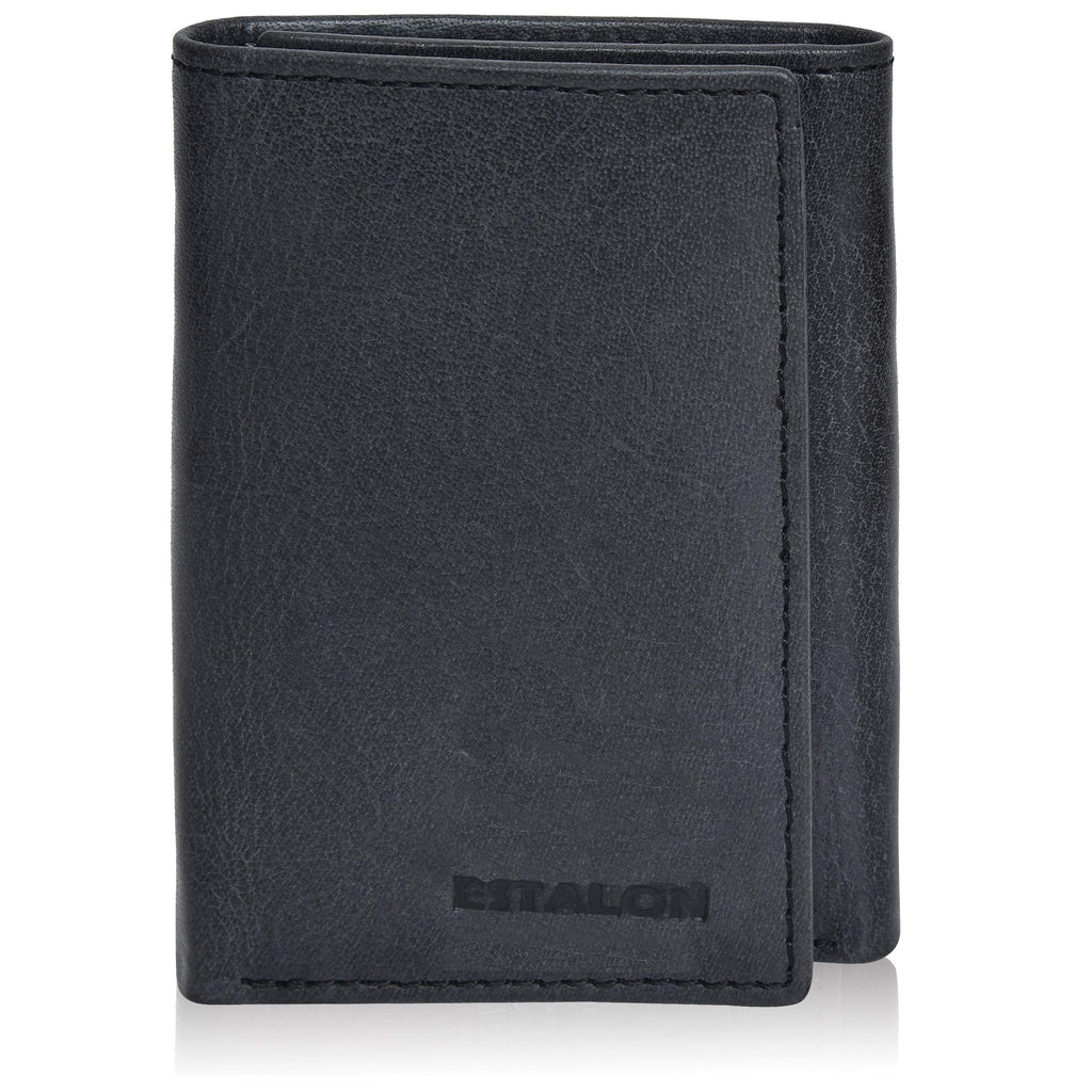 [Australia] - Slim RFID Wallets for Men - Genuine Leather Front Pocket Trifold Wallet Black 