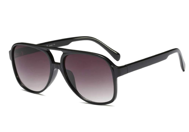 [Australia] - Vintage Retro 70s Sunglasses for Women Men Classic Large Squared Aviator Frame UV400 Horn Rimmed Glasses Black 60 Millimeters 