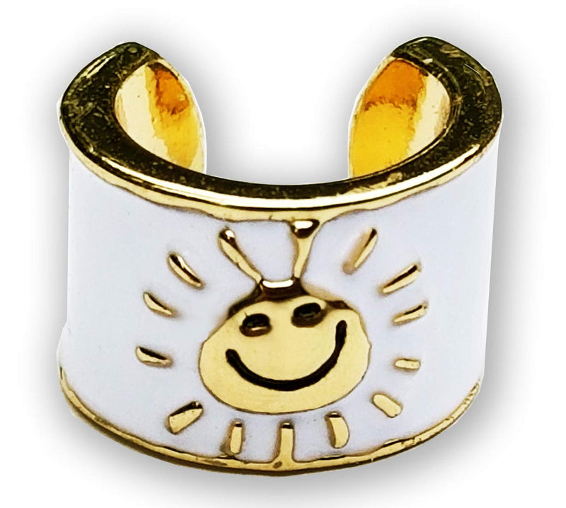 [Australia] - charMED Custom Stethoscope Charms - Sunshine Charm - Gifts for Nurses, Doctors, Veterinarians, Technicians, Surgeons, and Healthcare Professionals - Easy to Clean Metal - Gold Color 0.5" Ring Charm Gold Smiling Sun 