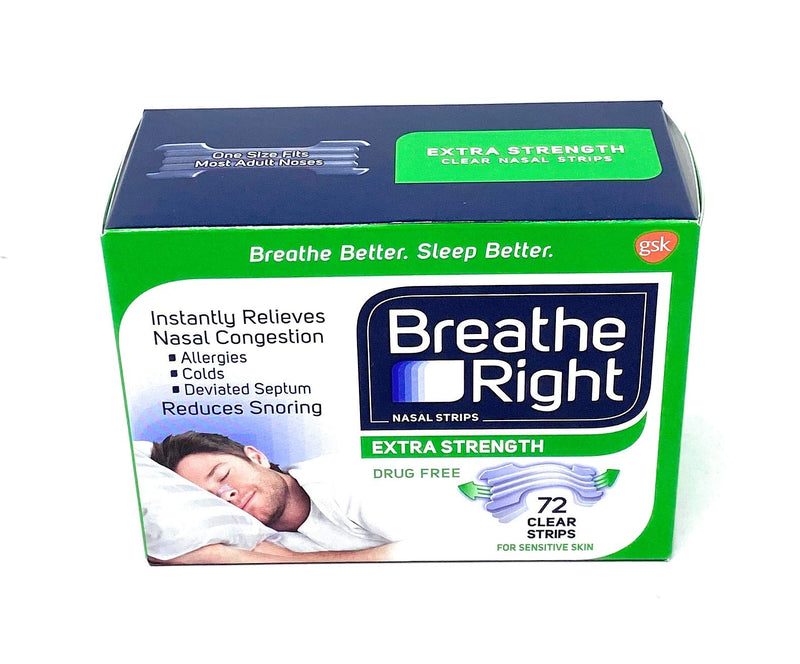 [Australia] - Breathe Right Nasal Strips, Extra Clear for Sensitive Skin, 72 Clear Strips 