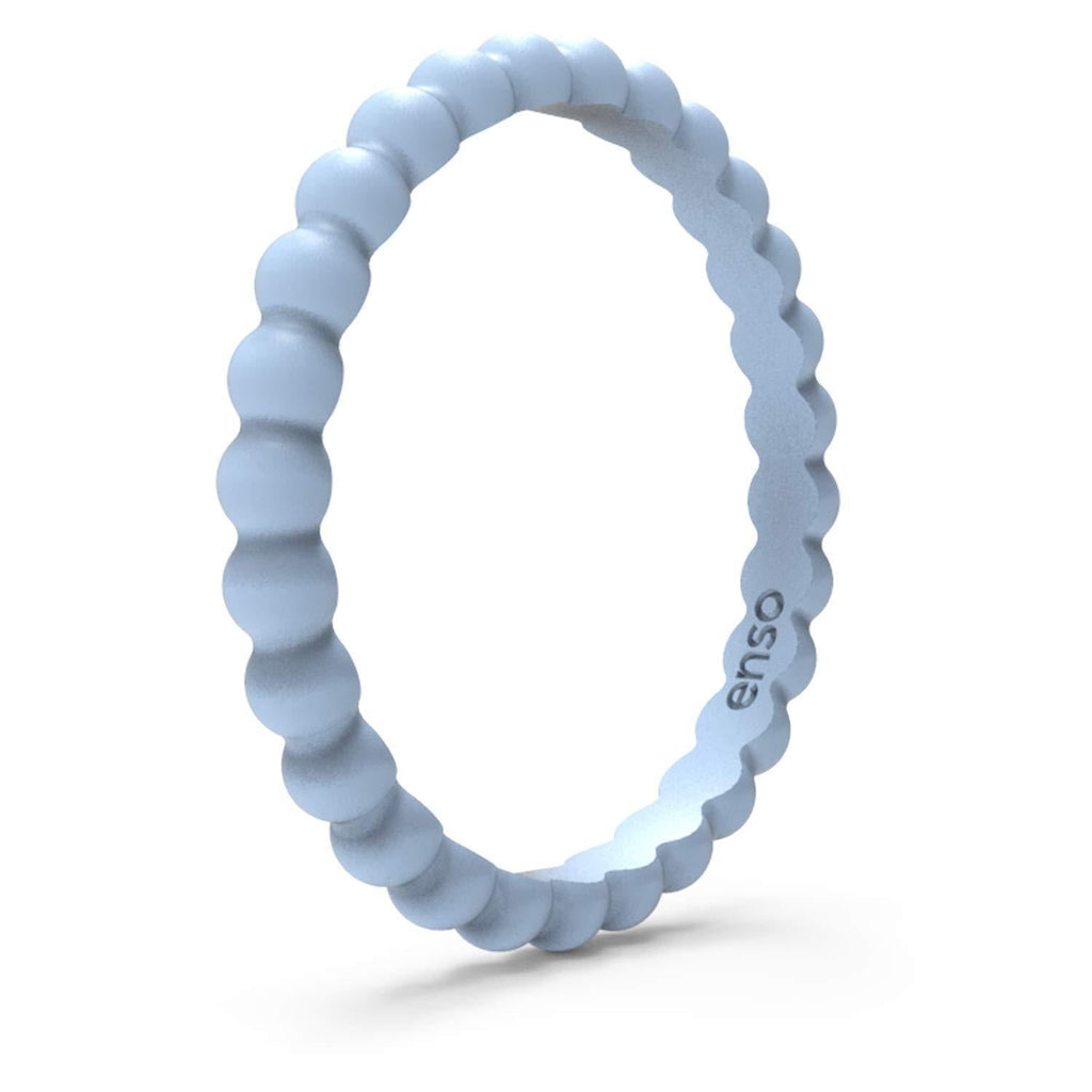 [Australia] - Enso Rings Stackable Beaded Silicone Wedding Ring – Hypoallergenic Unisex Stackable Wedding Band – Comfortable Minimalist Band – 2.5mm Wide, .8mm Thick Glacier 5 