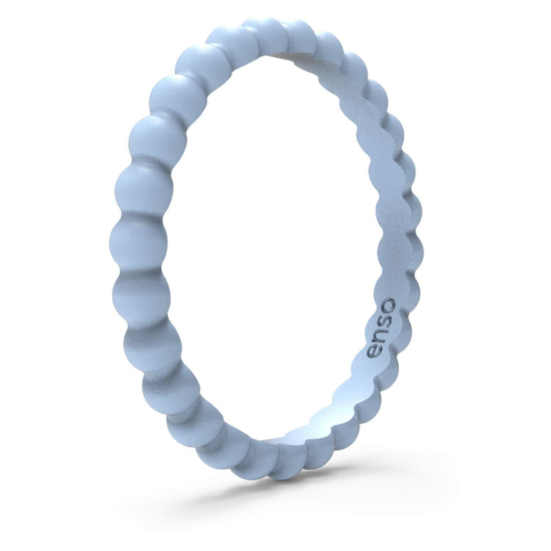 [Australia] - Enso Rings Stackable Beaded Silicone Wedding Ring – Hypoallergenic Unisex Stackable Wedding Band – Comfortable Minimalist Band – 2.5mm Wide, .8mm Thick Glacier 5 