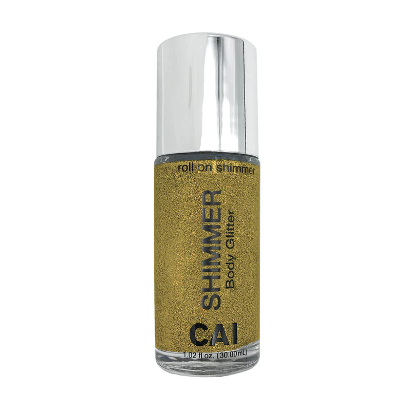 [Australia] - CAI Beauty NYC Gold Glitter | Easy to Apply, Easy to Remove | Roll On Shimmer for Body, Face and Hair | Holographic Cosmetic Grade Glamour Gold Roll-on 