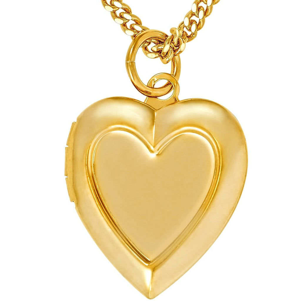 [Australia] - LIFETIME JEWELRY Inlaid Heart Locket Necklace for Women and Girls 24k Gold Plated 