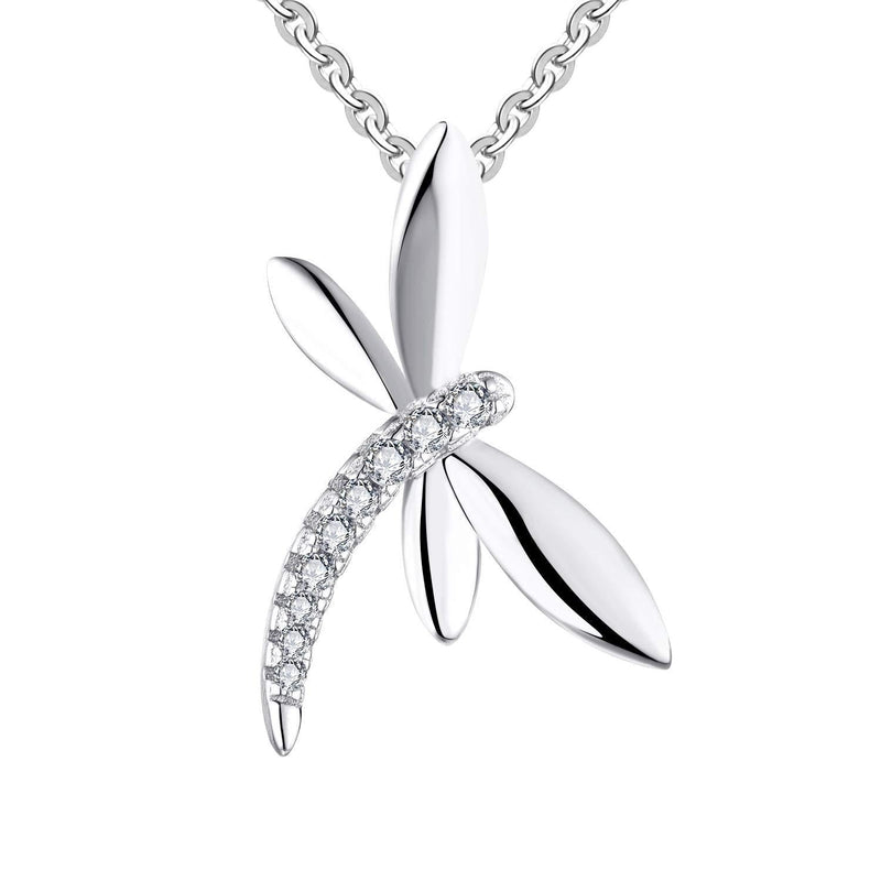 [Australia] - JO WISDOM Women Dragonfly Necklace,925 Sterling Silver Cubic Zirconia Dragonfly Pendant Necklace,Jewelry for Women A-dragonfly 