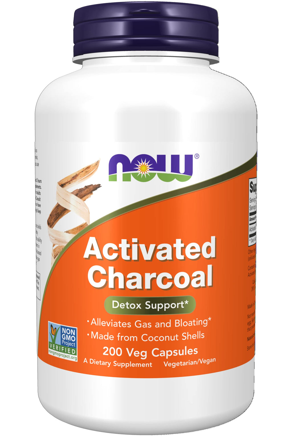 [Australia] - NOW Supplements, Activated Charcoal Made from Coconut Shells, Non-GMO Project Verified, Detox Support*, 200 Veg Capsules 