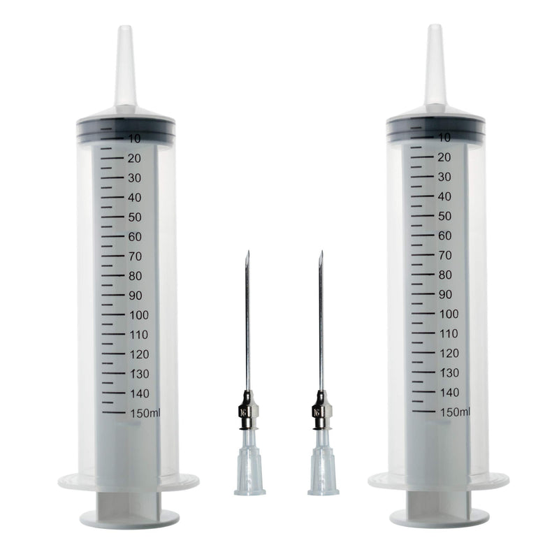 [Australia] - 2Pcs-150ml Syringe, 150cc Syringe,Kitchen Syringe Glue Syringe Plastic Syringe, Large Volume Syringe with Needle, Dispensing Syringes (150ml) 150ml 
