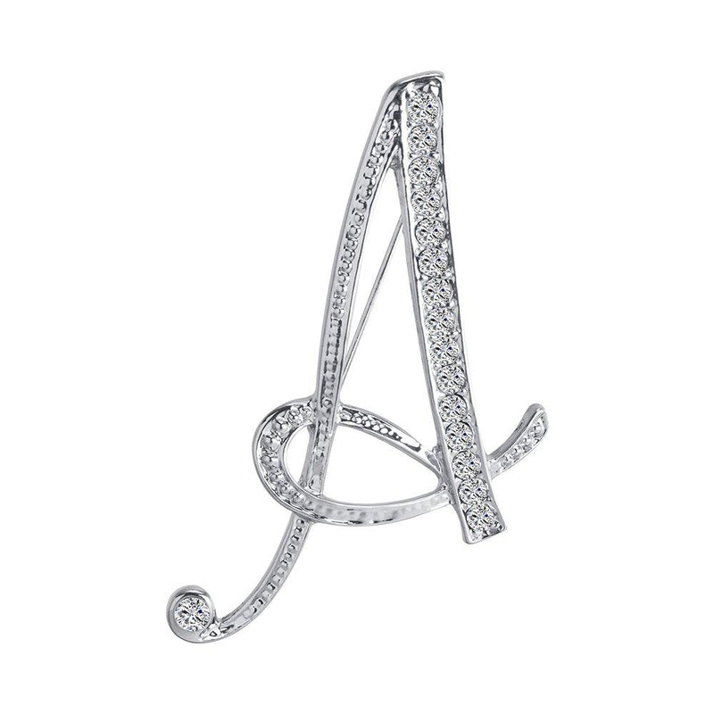 [Australia] - LiaSun A-Z 26 Letters Pins Brooches Silver Plated Metal Broaches Pins-Clear Crystal Initial Breastpin 1pcs-A 