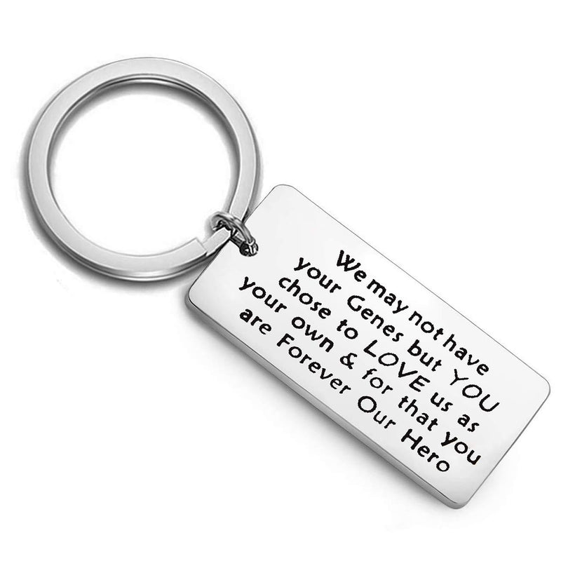 [Australia] - FEELMEM Step Dad Keychain Step Father Key Chain Dad Gift Idea for Fathers Day Birthday from Wife Daughter Son Kids silver 