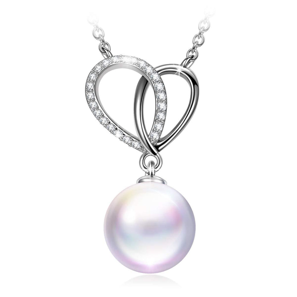 [Australia] - J.NINA ✦Only You✦ Christmas Necklace Gifts for Women Necklace Withe Pearls Necklace for Her with Crystal form SWAROVSKI Luxury Packaging Best Gifts for Her Crystal White Pearl - Heart Necklace 