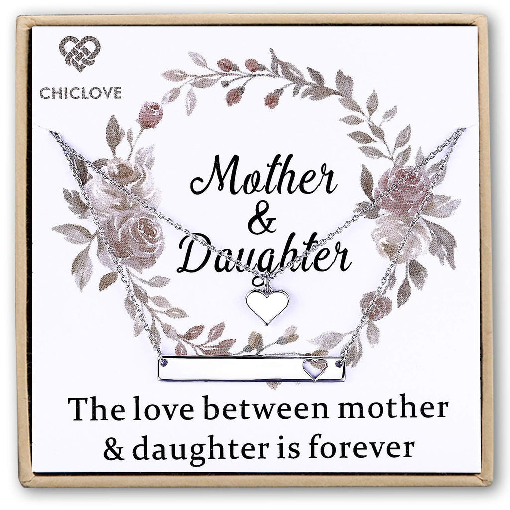 [Australia] - CHICLOVE Mother Daughter Jewelry Sets for Two, Cutout Heart Necklaces, 2 Sterling Silver Necklaces D - mother daughter necklace set for 2 