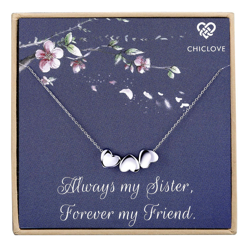 [Australia] - Tiny Heart Necklace, Three Sister Gift, Gift for Best Friend,Dainty Heart Necklace, Delicate Necklace, Bridesmaid Gift (Sister necklace) 