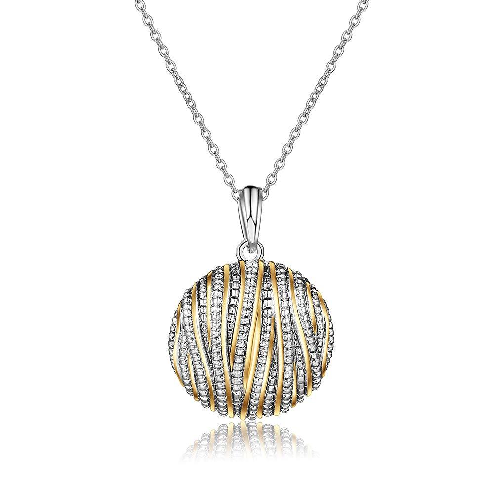 [Australia] - Mytys Coin Pendant Necklace Silver Gold Intertwined Cable Crossover Pendant Two Tone Necklace for Women 2 Tone 
