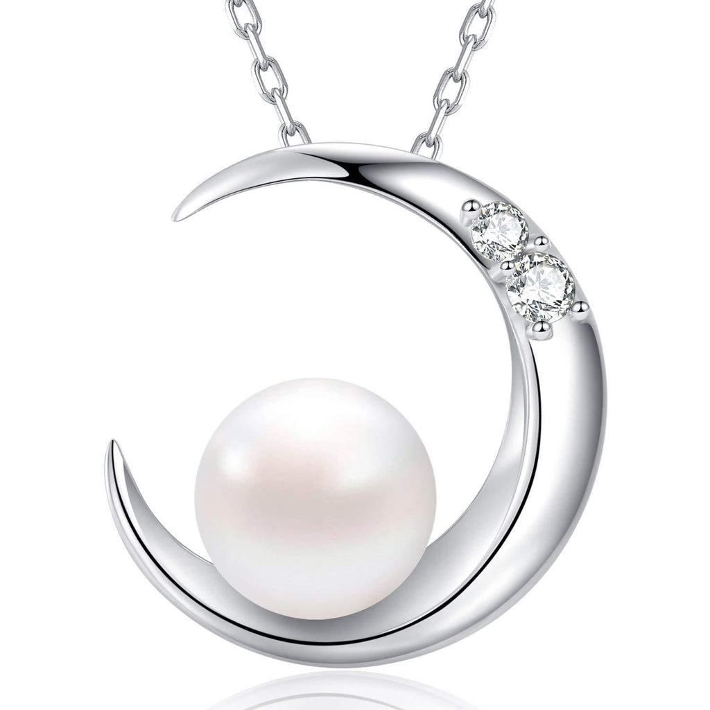 [Australia] - MEGA CREATIVE JEWELRY Moon Pearl White Freshwater 925 Sterling Silver Pendant Necklace Crystals from Swarovski 