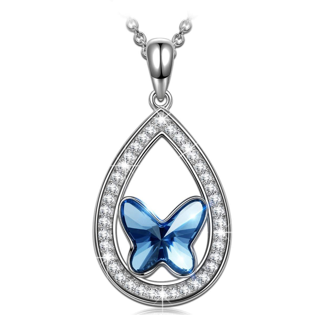 [Australia] - ANGEL NINA Gifts for Girls Christmas Dream Chasers 925 Sterling Silver Butterfly Pendant Necklace Made with Crystals from Swarovski Jewelry for Women with Gift Box Women Necklace 