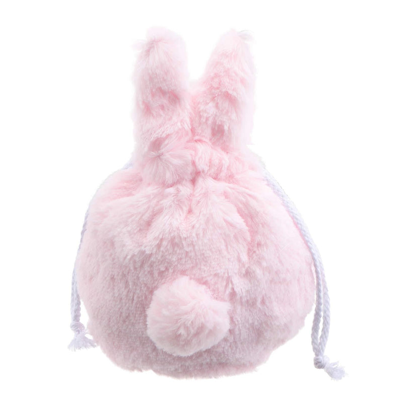 [Australia] - Lurrose Cute Fluffy Plush Bunny Storage Bags with Drawstring,10 x 7 inch (Pink) 