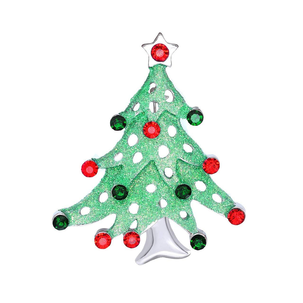 [Australia] - HSWE Statement Rhinestone Christmas Brooch for Women Christmas Pin Jewelry Set for Girls Men Crystal Xmas Decoration Accessories Collection Gift Christmas Tree 