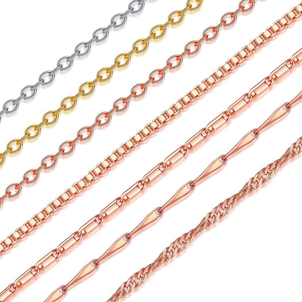 [Australia] - 925 Sterling Silver 18K Gold Platinum Rose Gold Plated Rolo/Box Cable/Melon Chain for Women Girls, Slim Chain with Lobster Clasp 1 mm/1.5 mm/1.6 mm/2mm/3mm, 16" 18" 20" 22" 24" 26" 22.0 Inches 1 (a). cable chain-rose gold plated silver (1.5mm) 