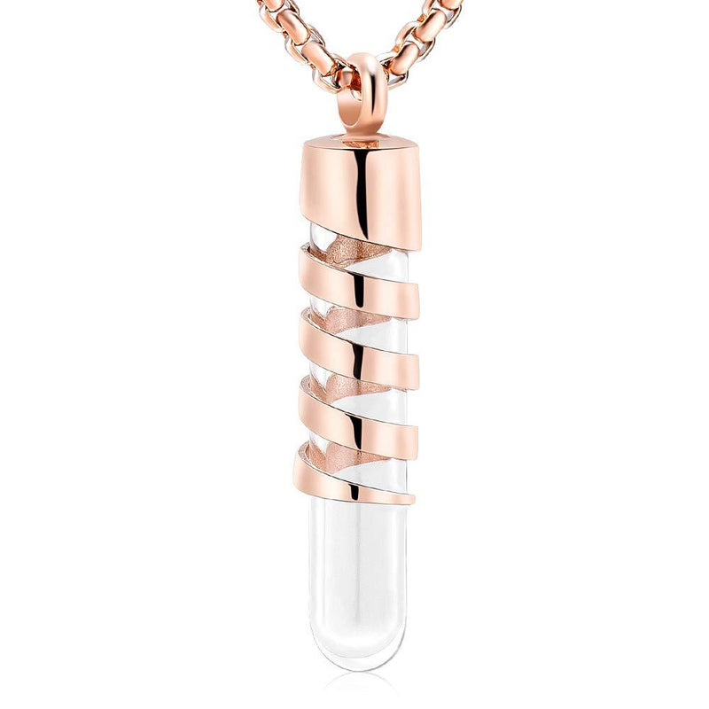 [Australia] - Clear Glass Tube Cremation Urn Jewelry Ashes Holder Necklace Keepsake Memorial Pendant Including Box/Fill Kits Rose gold 