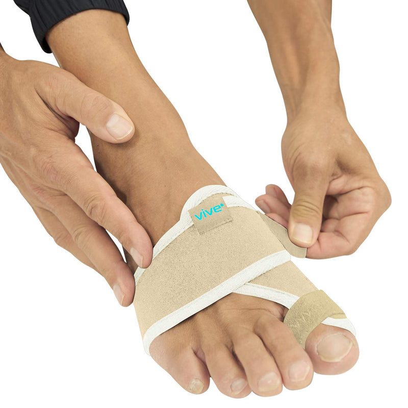 [Australia] - Vive Bunion Corrector for Women & Men (Pair) - Big Toe Brace Straightener with Splint - Hallux Valgus Pad with Adjustable Strap, Joint Pain Relief, Alignment Treatment, Hammer Toe Separator - Orthopedic Sleeve Foot Wrap Support (Beige) Beige 