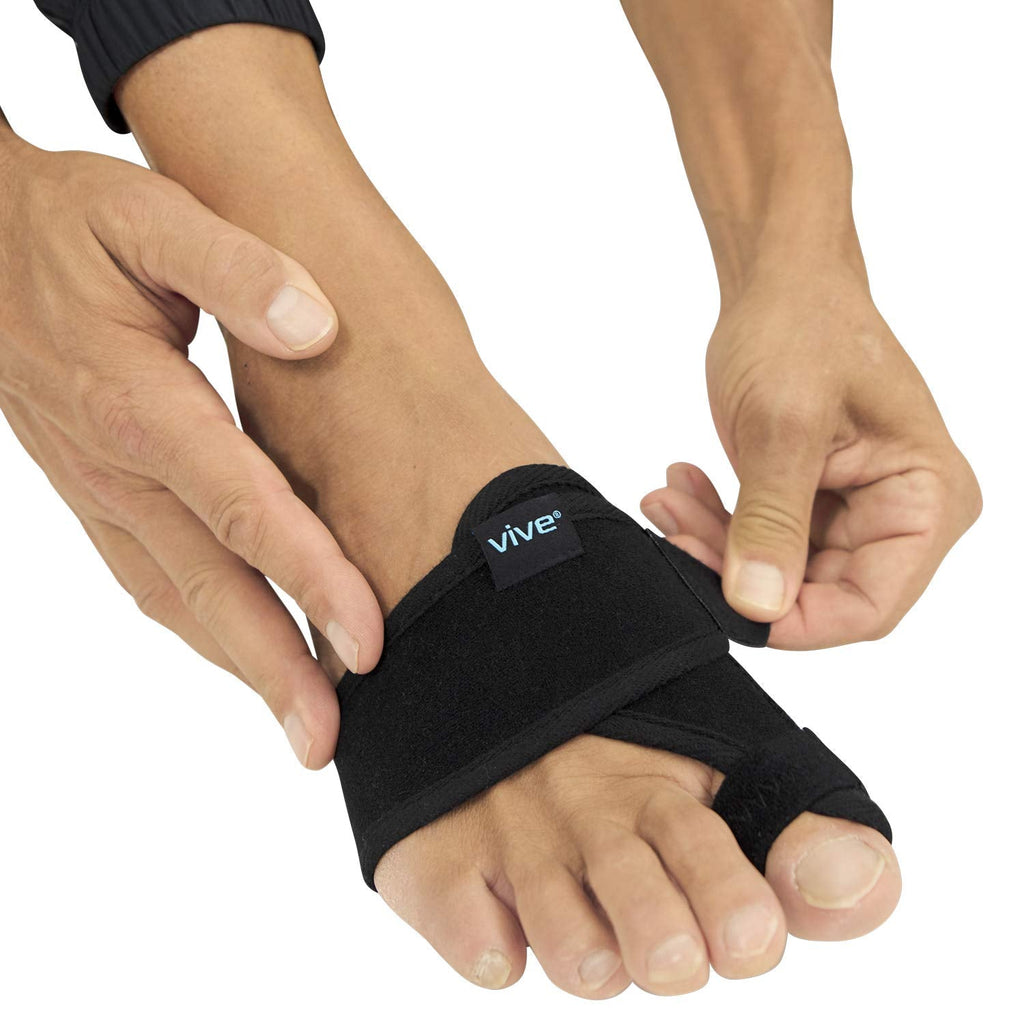 [Australia] - Vive Bunion Corrector for Women & Men (Pair) - Big Toe Brace Straightener with Splint - Hallux Valgus Pad with Adjustable Strap, Joint Pain Relief, Alignment Treatment, Hammer Toe Separator - Orthopedic Sleeve Foot Wrap Support (Black) Black 