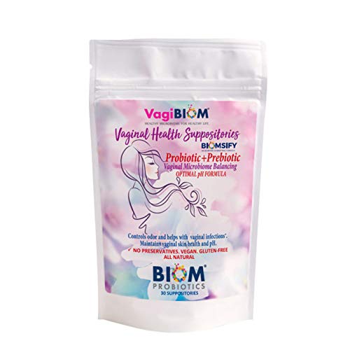 [Australia] - Biom Vaginal Probiotic Suppository: Natural Vaginal pH and Odor Control Regimen; Balance and Nourishes Vaginal Microbiome; No Parabens (30) 30 