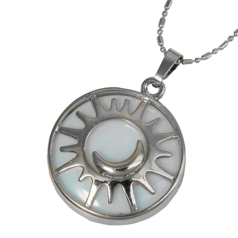 [Australia] - Nupuyai Tree of Life Stone Pendant Necklace for Unisex, Pendants with Chain 19.5" Chakra Jewelry Opalite(sun and moon) 