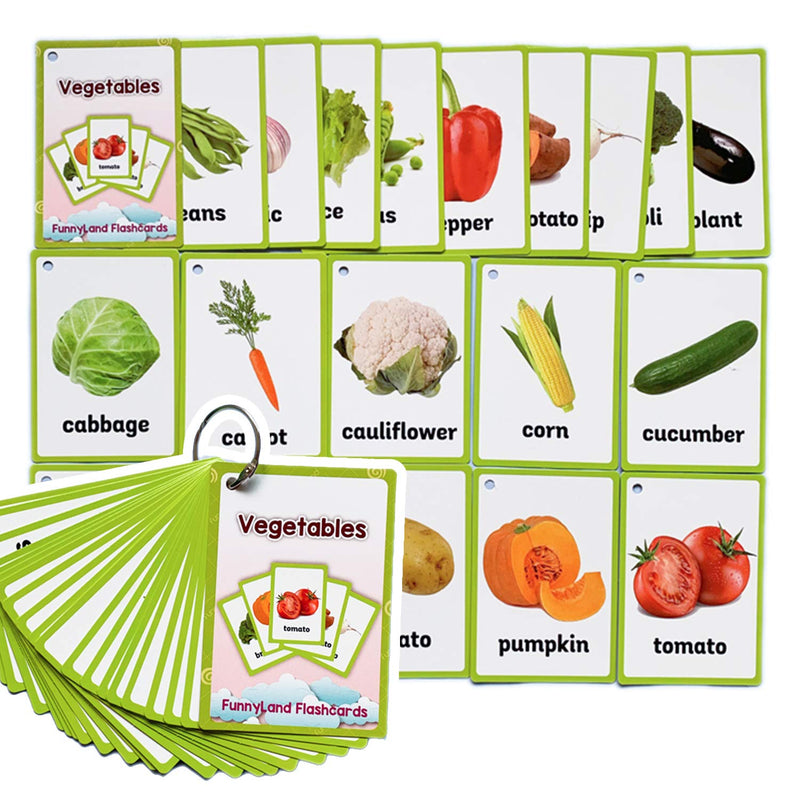 [Australia] - Richardy 20PCS/Set Vegetable Kids Gifts English Flash Cards Pocket Card Educational Learning Baby Toys for Children Pre-Kindergarten 