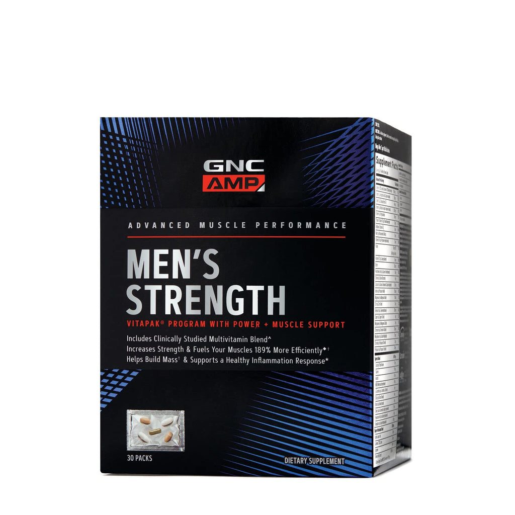 [Australia] - GNC AMP Men's Strength Vitapak | 3 Step Program | Increases Strength and Builds Muscle Mass Efficiently | Added 1,250 mg PEG Creatine | Daily Vitamin Supplement | 30 Packs 