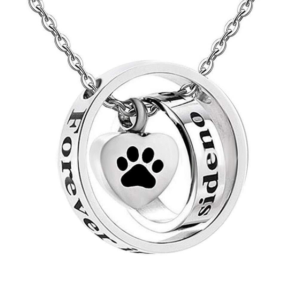 [Australia] - LovelyCharms Pawprint Cremation Keepsake Heart Ashes Urn Necklace 