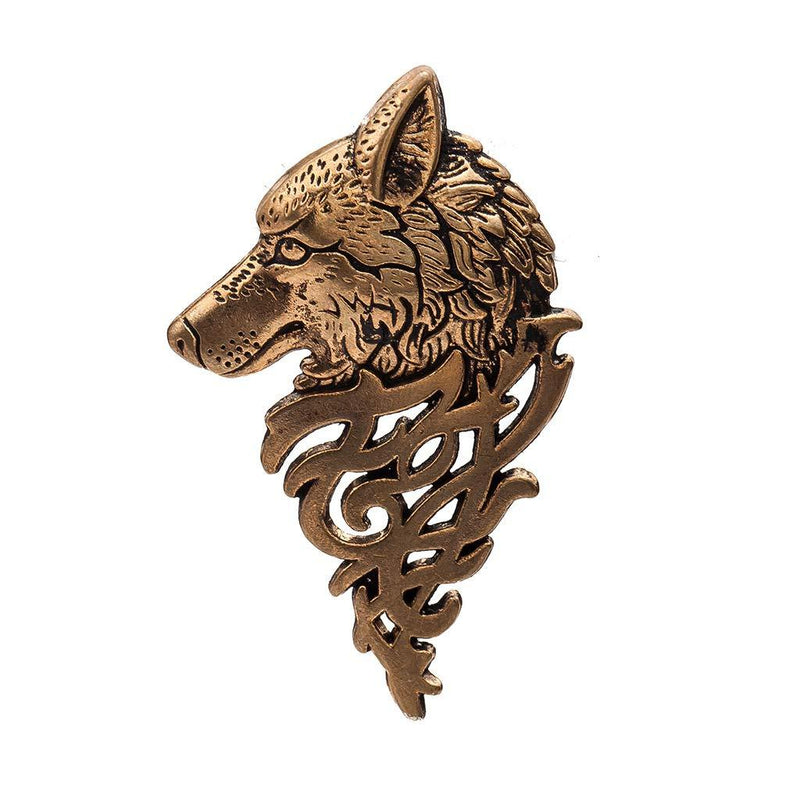 [Australia] - MIXIA Vintage Wolf Head Lapel Brooch Pin Badge Jewelry for Women Men Animal Brooches Jewelry Antique gold 