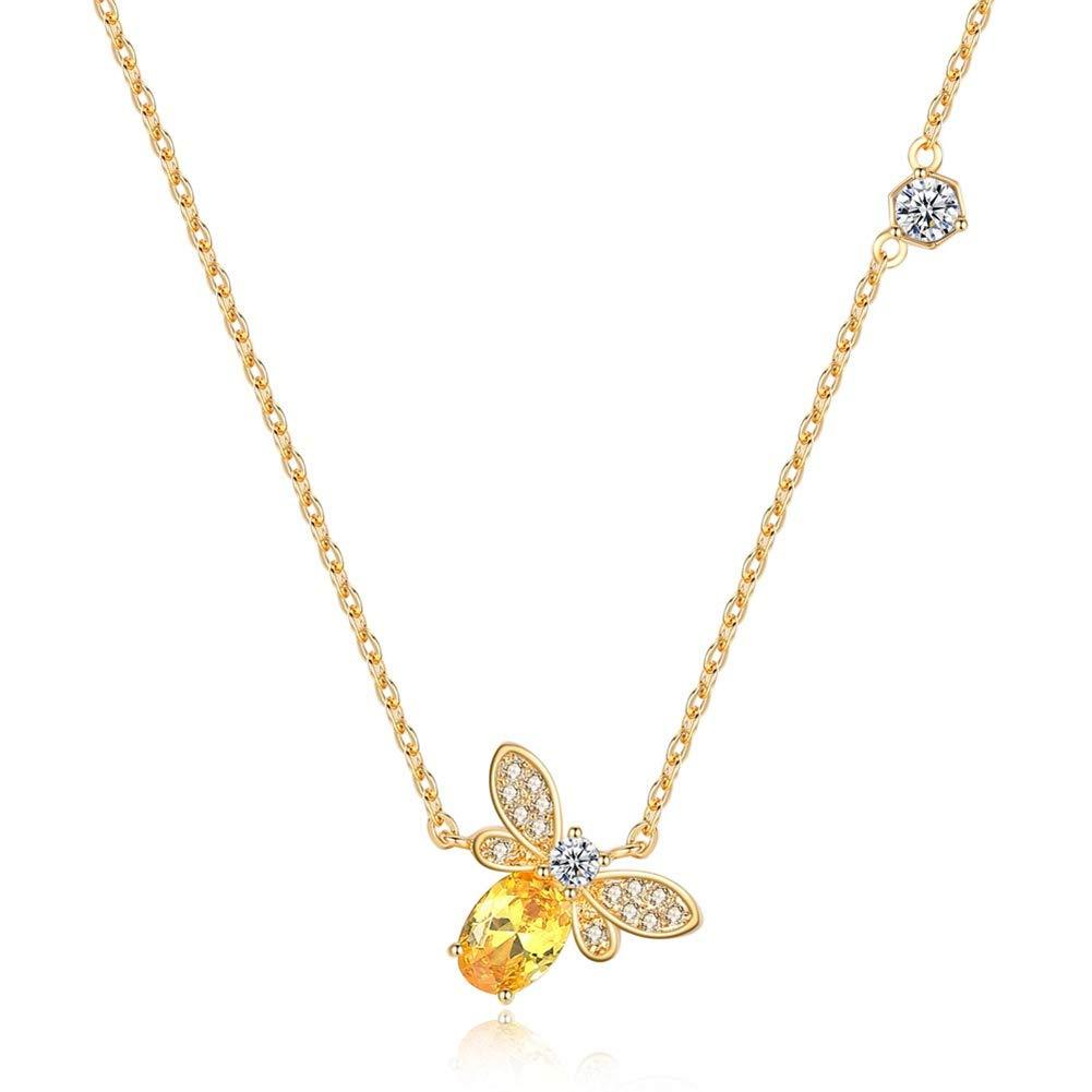 [Australia] - AILUOR Tiny Cute Gold Bee Necklace, Fashion Charm Topaz Crystal Rhinestone Honeybee Bumble Bee Pendant Jewelry Women Girl Gifts 