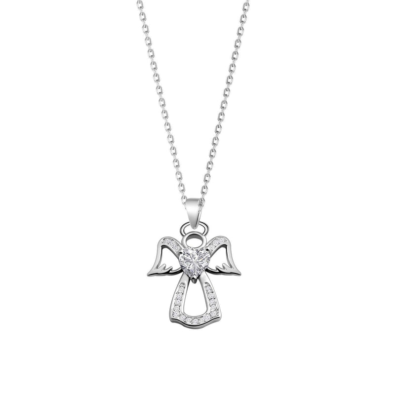[Australia] - WUSUANED Guardian Angel Pendant Necklace Zircon Heart Jewelry for Women Girls guardian angel necklace 