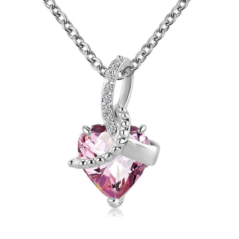 [Australia] - LilyJewelry I Love You Heart Necklace Pendant with Synthetic Crystal Birthstone October Heart 