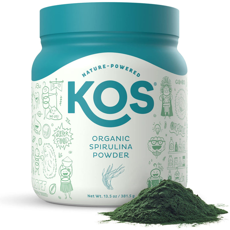 [Australia] - KOS Organic Spirulina Powder - Pure, Non-Irradiated Green Blue Spirulina - Rich in Protein, Vitamins, Antioxidants, Fiber - Green Superfood Powder, 13.5oz, 109 Servings 