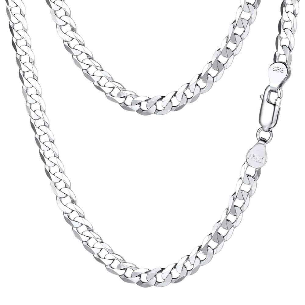 [Australia] - PROSTEEL 925 Sterling Silver Cuban Link Chain/Figaro Chain/Rope Chain, Solid Silver Necklace for Women Men, 14"/18"/20"/22"/24"/26"/28", Come Gift Box 22.0 Inches cuban chain-width: 0.11inch(2.8mm) 