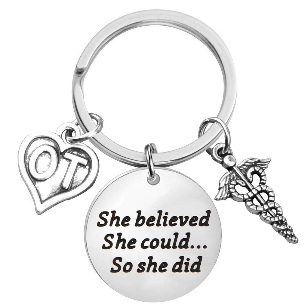 [Australia] - OT Gift Occupational Therapist Graduation Gift She Believed She Could So She Did OT Keychain OT Bracelet Occupational Therapy Gift 