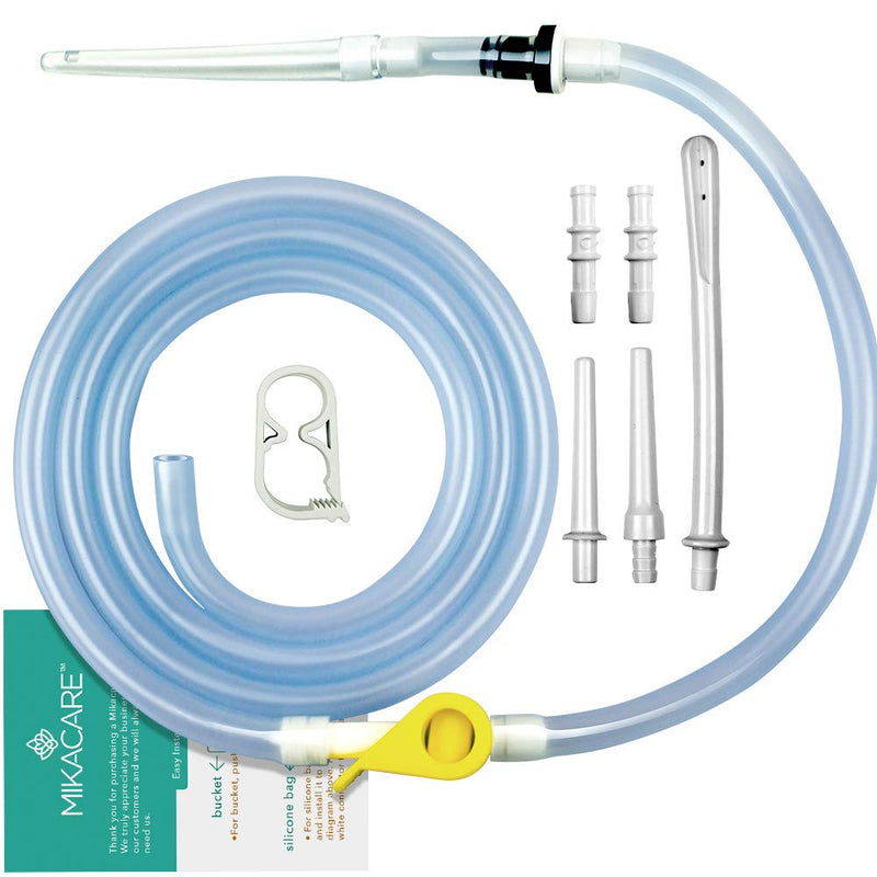 [Australia] - Enema Tubing Replacement Pack for Bucket and Silicone Bag - Includes Clamp, Stopcock, 4 Nozzles, Single-Way Valve, and 6ft Tube by Mikacare 