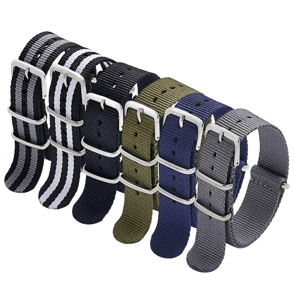 [Australia] - Carty Military Nylon Strap 6 Packs 18mm 20mm 22mm Watch Band Nylon Replacement Watch Straps for Men Women 