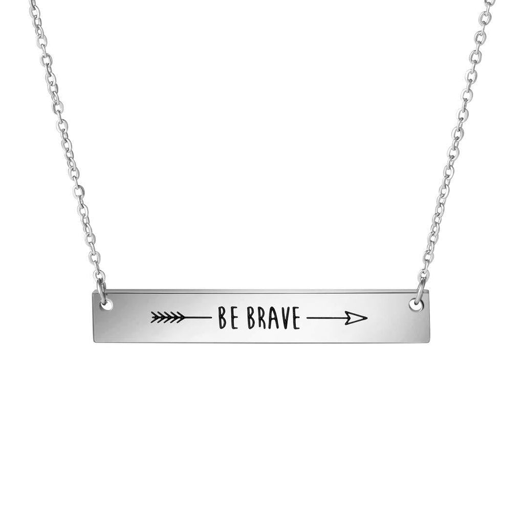 [Australia] - Awegift Necklaces for Women Inspirational Stainless Steel Pendant Bar Necklace Girls Gift Jewelry Be brave 