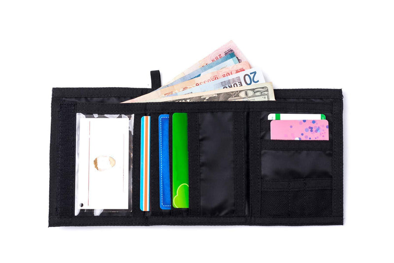[Australia] - CHAMELEON VELCRO TRIFOLD MENS WALLET- Canvas wallets for men trifold- Best Slim Nylon Velcro Men's wallet - Front pocket wallets for men nylon Perfect style of basic wallet designs Black 