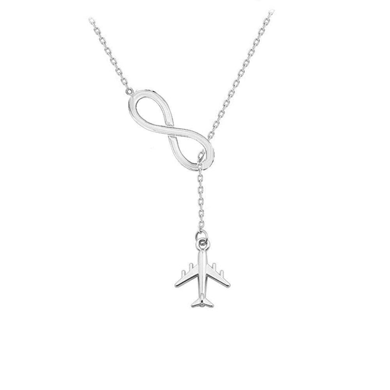 [Australia] - Elegant Cute Flying Airplane Handcuffs Infinite Y-Shape Pendant Necklace Punk Jewelry for Women and Girl Airplane Necklace 