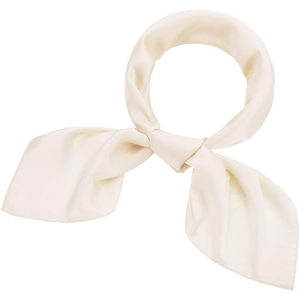 [Australia] - WILLBOND Chiffon Scarf Square Handkerchief Satin Ribbon Scarf Neck Scarf for Women Girls Ladies Favor Beige 23.6 x 23.6 inches 
