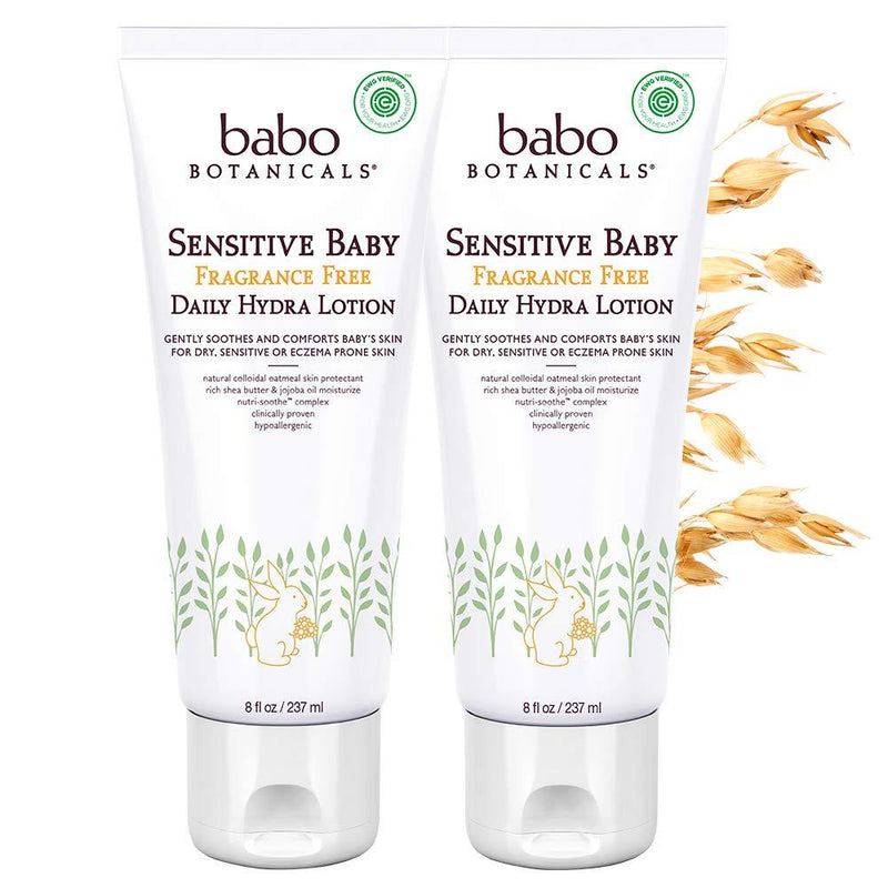 [Australia] - Babo Botanicals Sensitive Baby Daily Hydra Lotion with Shea Butter, Chamomile and Calendula, Fragrance-Free - 2 Pack 8 oz. 2 Pack 8 Ounce 