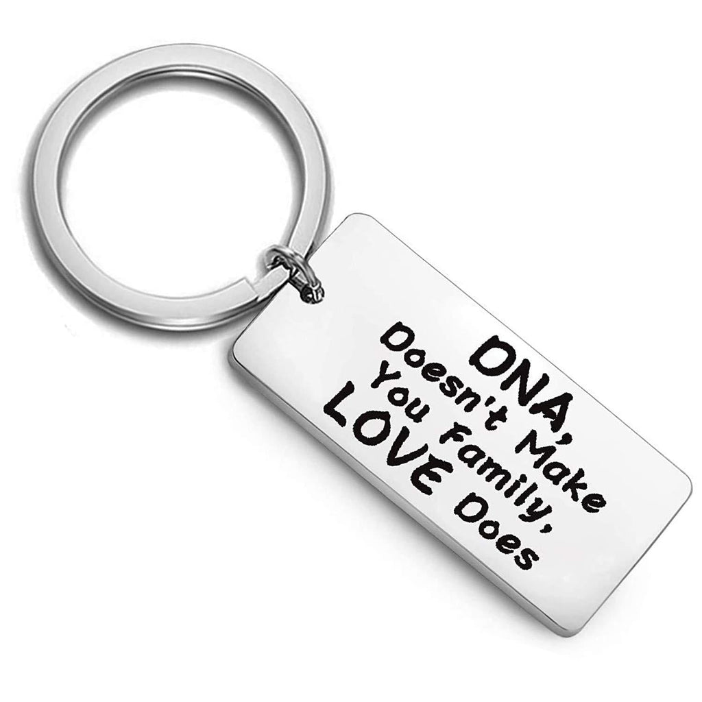 [Australia] - FEELMEM Step Parent Gift DNA Doesn’t Make You Family Love Does Keychain Blended Bonus Children Adoption Gift silver 