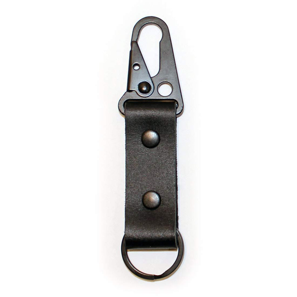[Australia] - Leather Tactical HK EDC Clip Fob Keychain - Full Grain Leather Black 