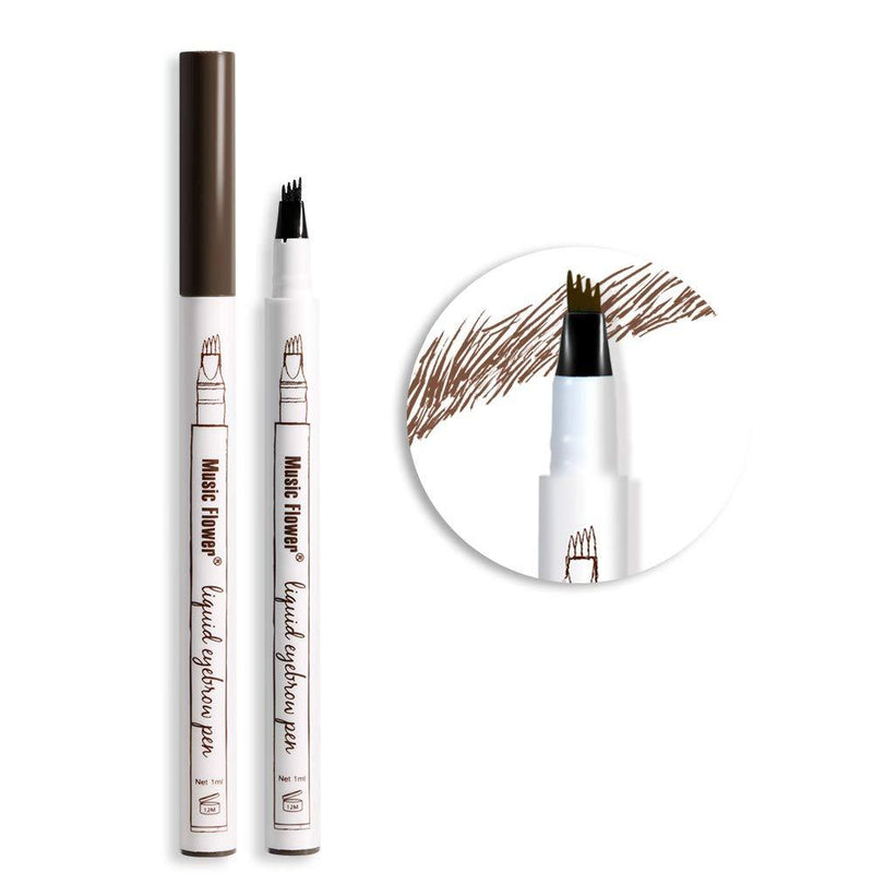 [Australia] - Music Flower Tattoo Brow Liquid Eyebrow Pen with Micro-Fork Tip, Microblading Pencil Fine Sketch, Smudge-proof Long Wear Natural Looking Chestnut 