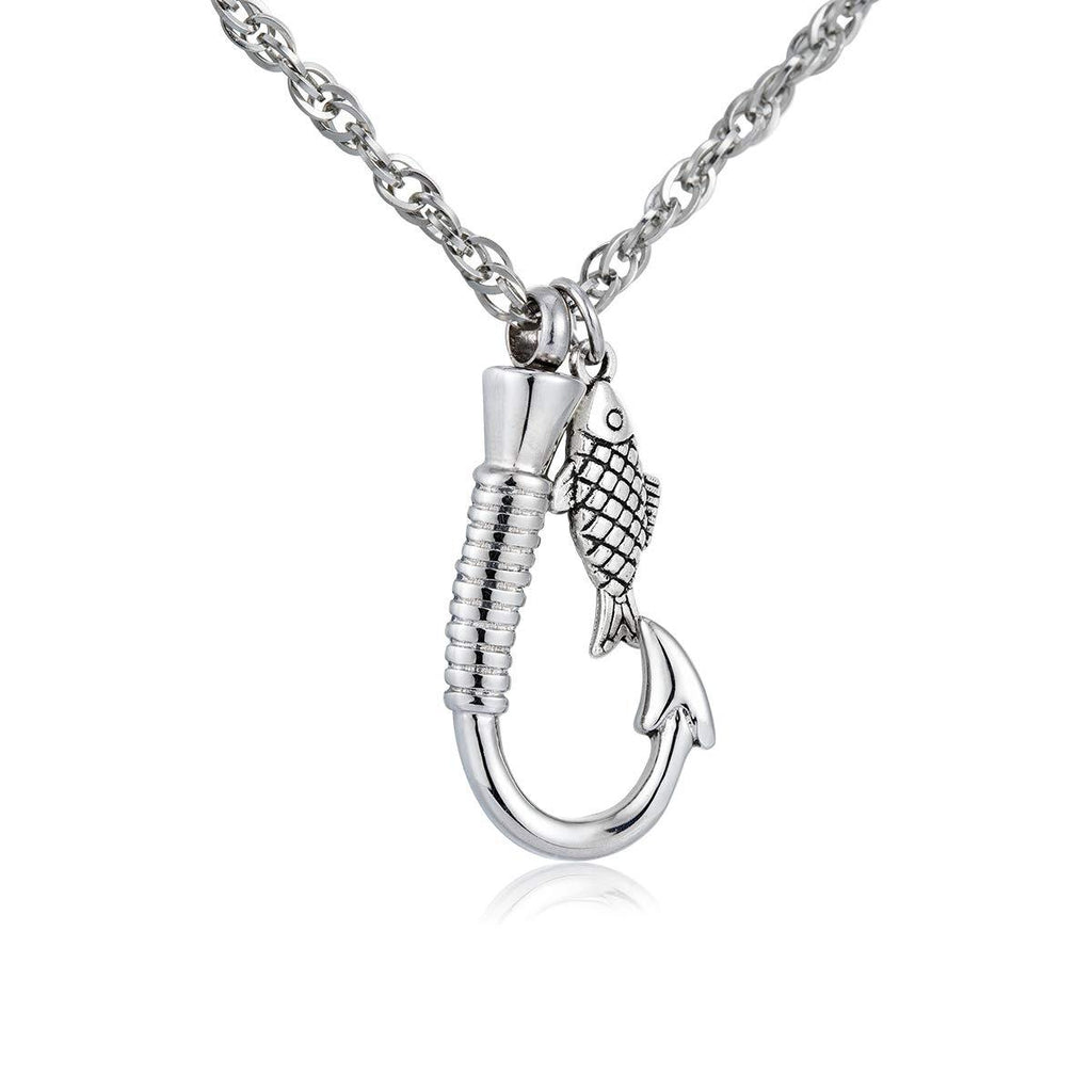 [Australia] - Fish hook Cremation Urn Pendant Memorial Necklace for ashes Fish Urn cremation necklace 