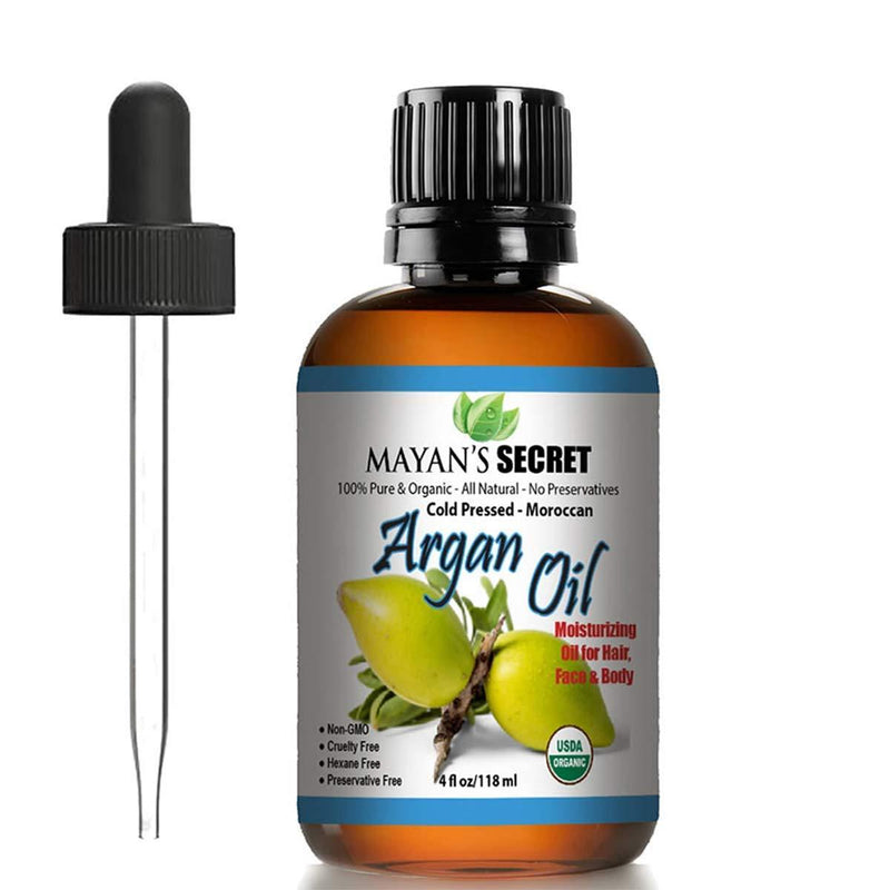 [Australia] - USDA Certified Organic Argan Oil For Hair, Skin, Face, Nails, Beard & Cuticles - Best 100% Pure Moroccan Aging skin , Wrinkles Beauty Secret, Cold Pressed Moisturizer 4oz 