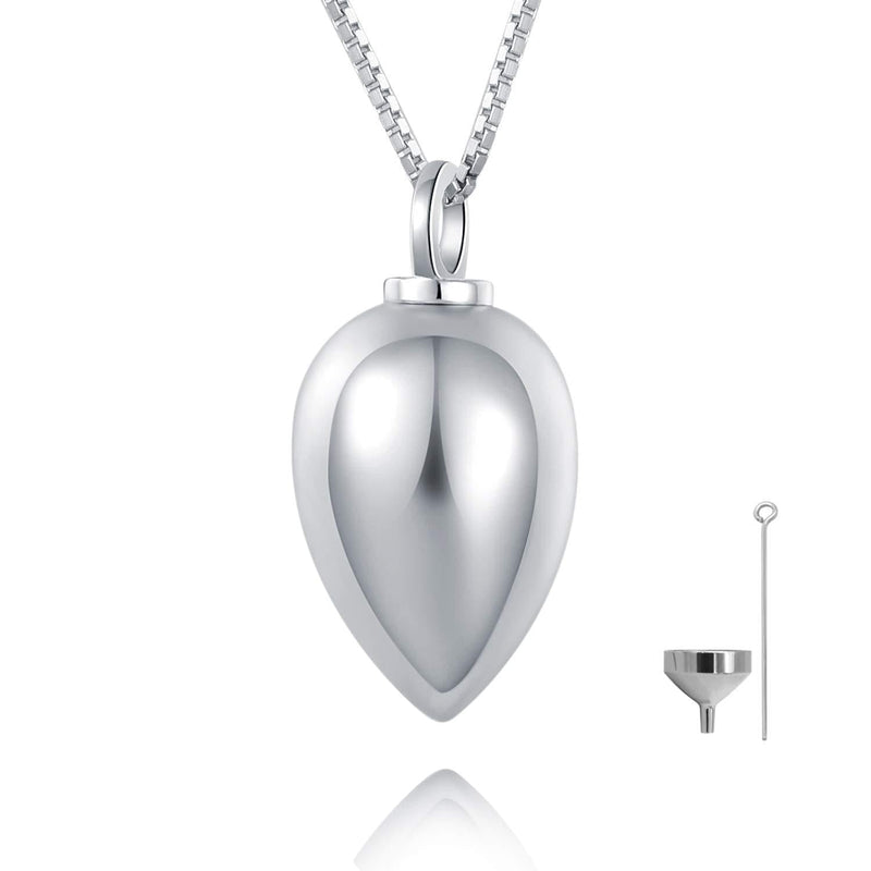 [Australia] - BEILIN Sterling Silver 925 Keepsake Urn Necklace - Always in My Heart Memorial Teardrop Cremation Jewelry for ashes 